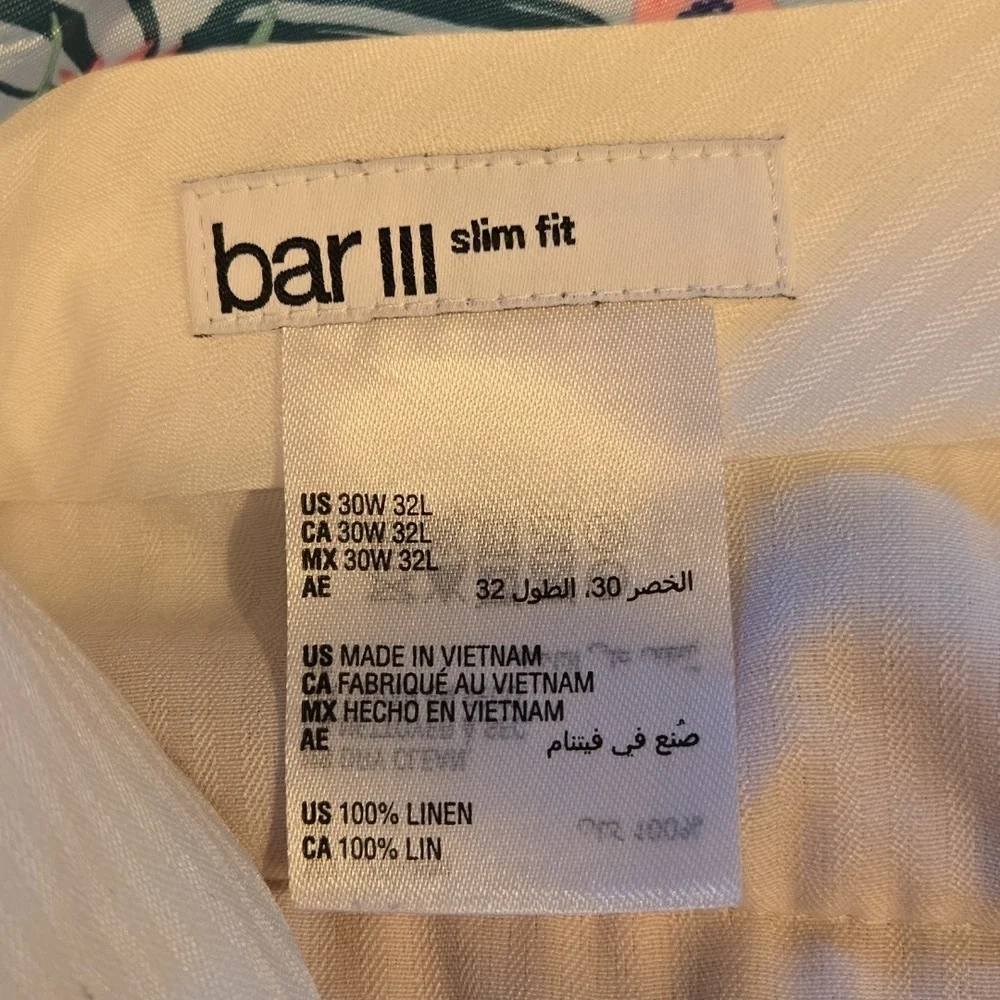 Bar III Pink 100% Linen Slim Fit 30 x 32 (31